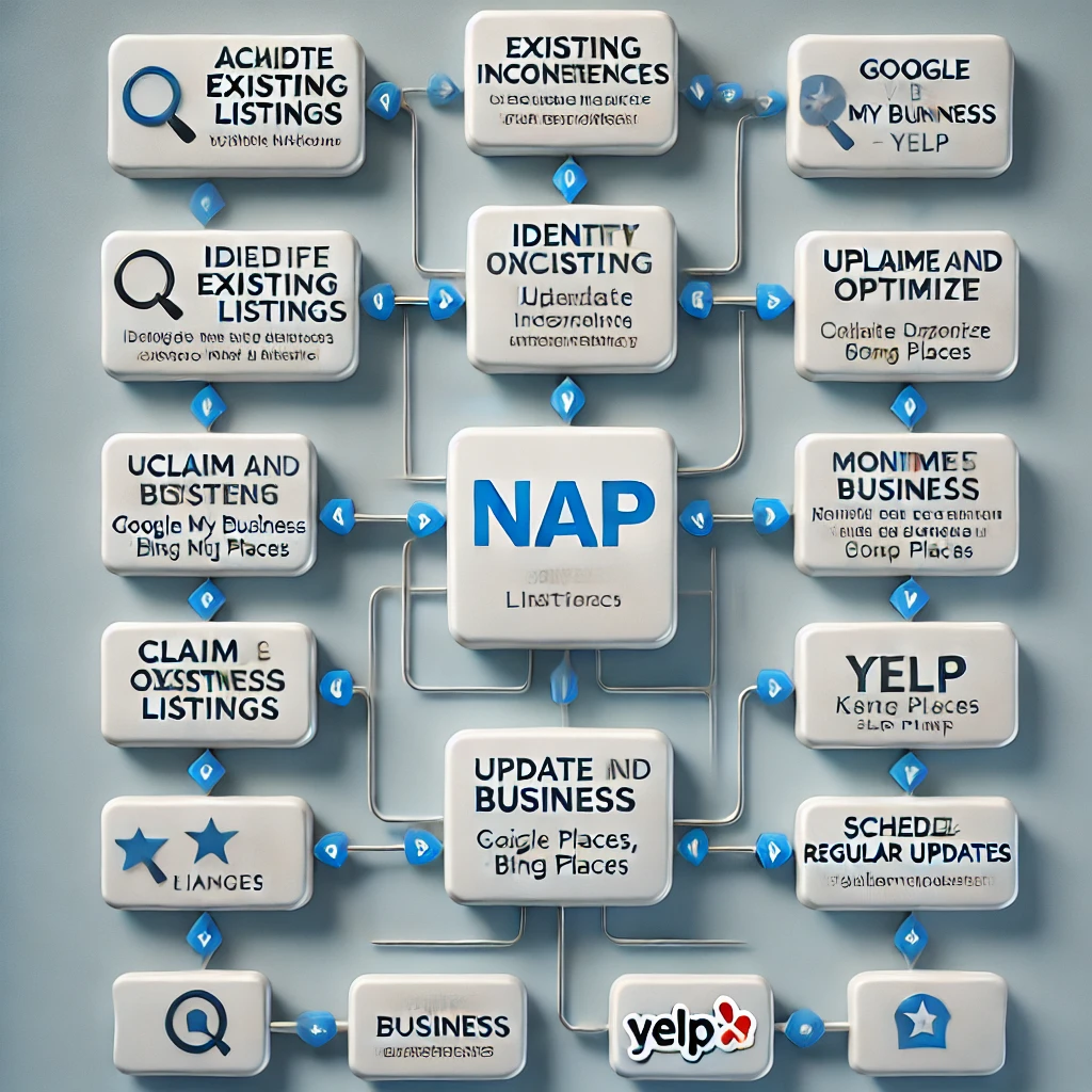 Flowchart showing the process of achieving NAP consistency